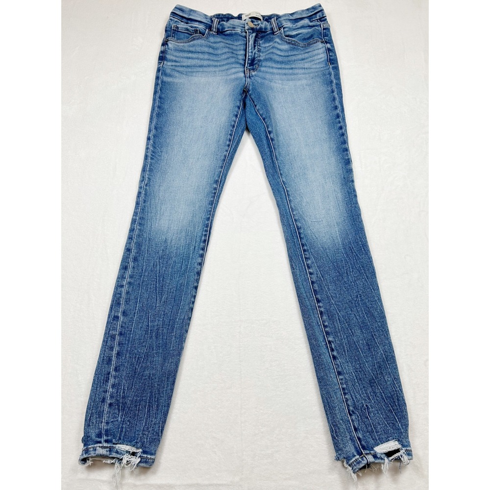 BKE Payton Mid-Rise Skinny Jeans Medium Wash Distressed Raw Hem 28x30 ABK6627S